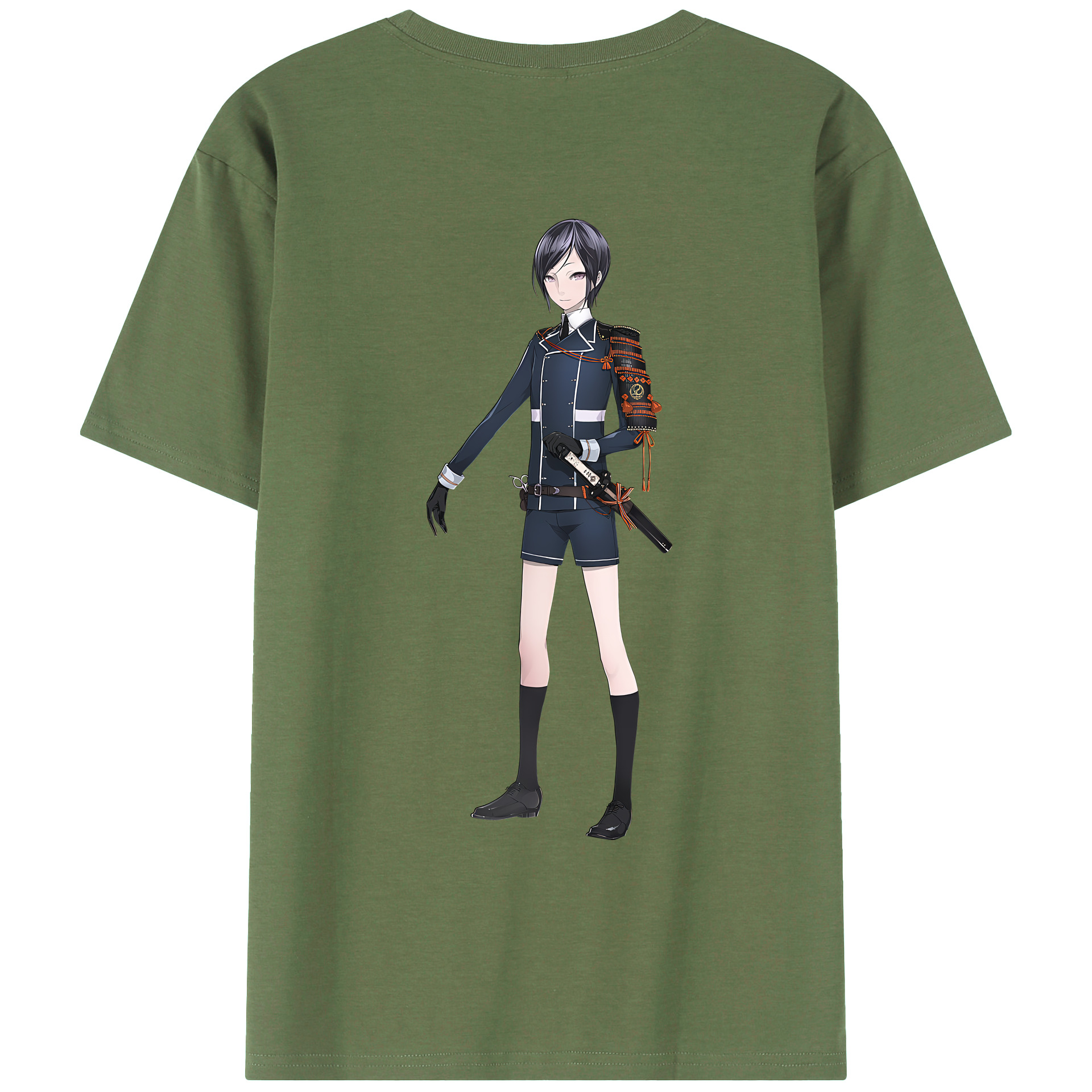 （画像用） 刀剣乱舞 Touken Ranbu 綿100％ メンズ半袖Tシャツ（バックプリント） 通気性